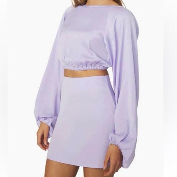 WeWoreWhat Revolve Billow Sleeve Top Heather Purple NWT Sz XL - Picture 2 of 5